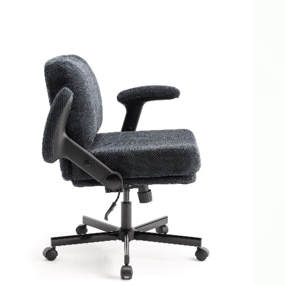 Criss Cross Chair With Wheels And Flip Arms-Comfy Fabric Cross Legged Office Chair With Thick Cushion&Wide Seat, Adjustable Swivel Desk Chair For Home Office, Apartment, Bedroom_maomaolike.com